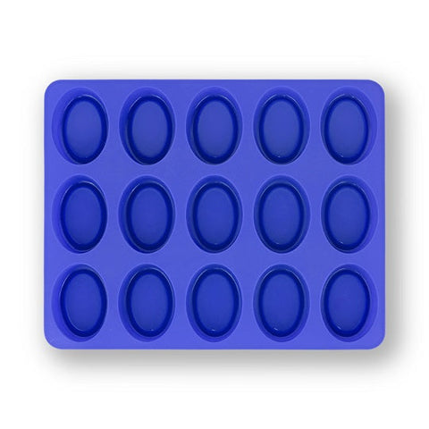 15-Cavity Oval Shape Silicone Mould - Blue Colour Mould
