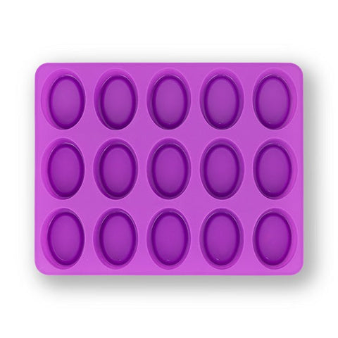 15-Cavity Oval Shape Silicone Mould - Magenta Colour Mould