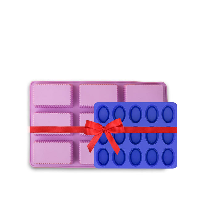 9 Cavity Rectangle Shape + 15 Cavity  Oval Soap Mold - Combo Pack