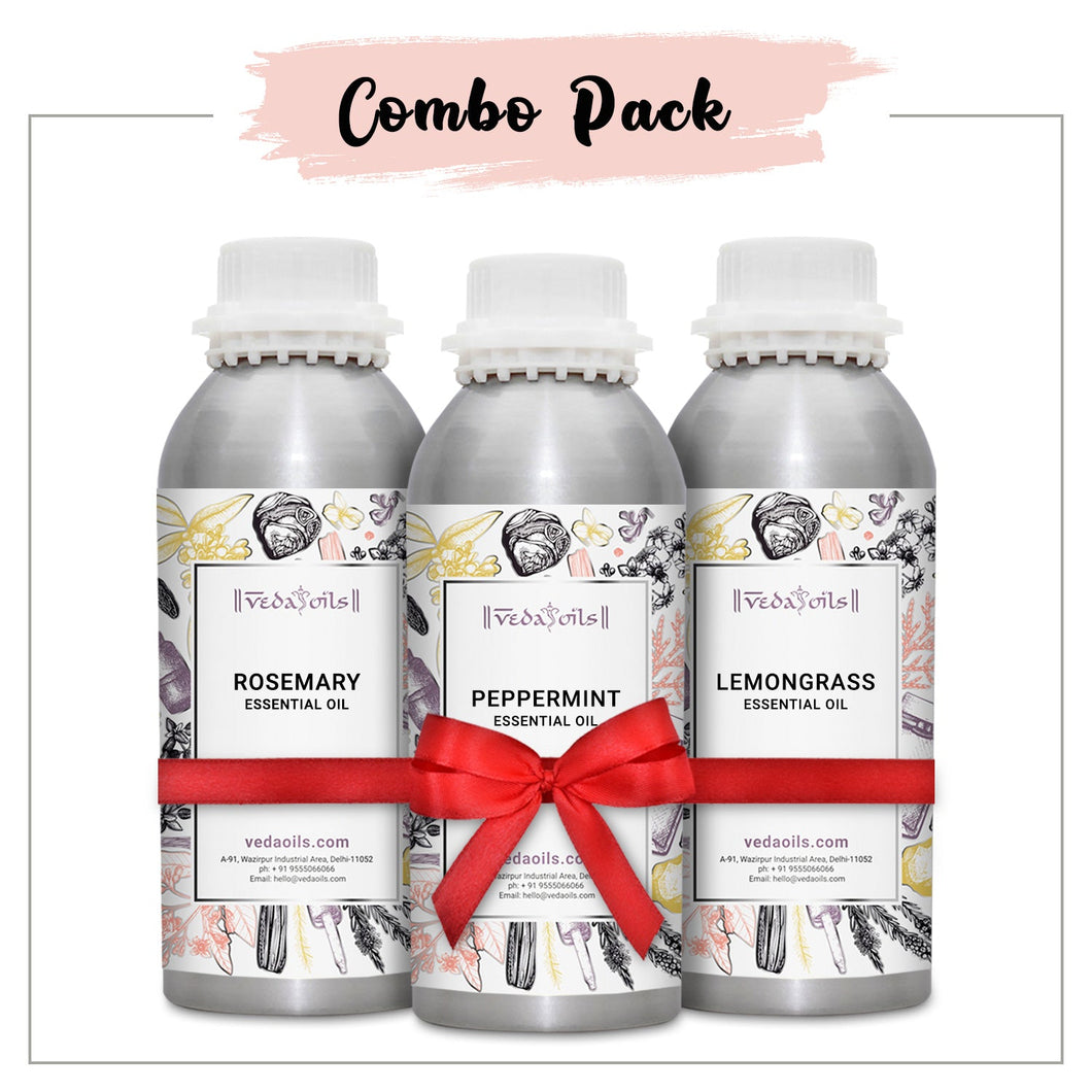 Peppermint Oil | Rosemary Oil | Lemongrass Oil - Combo Pack