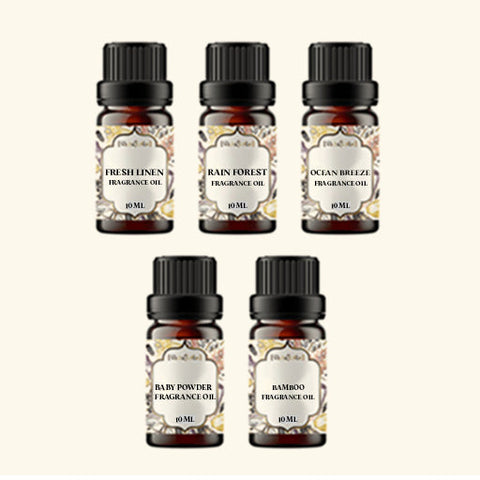 5 Fresh / Clean Fragrance Oils Sample Kit - 10 Ml Each