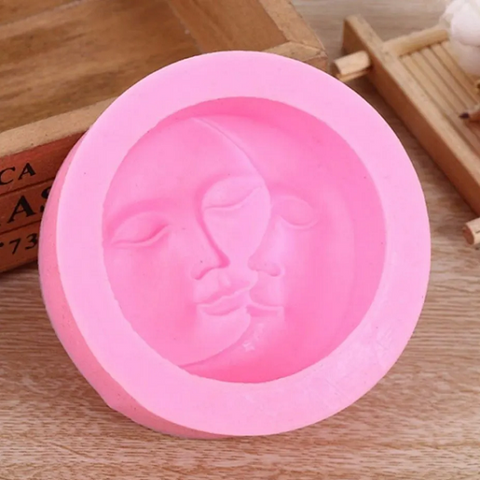 3D Sun and Moon Face Silicone Soap Mould