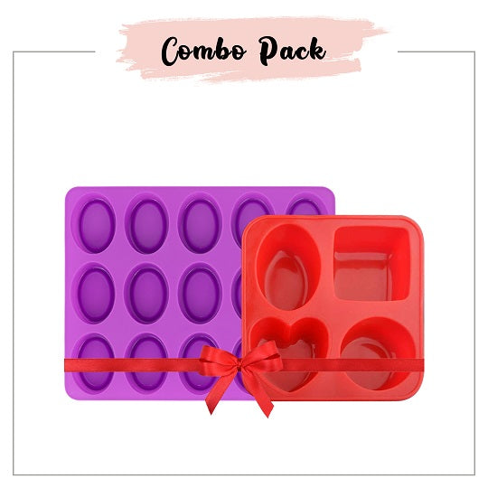 15-Cavity Oval Shape Silicone Mould and 4-Cavity Soap Mould - Combo Pack